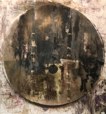 Circle 6. Oil, oil stick and stitching on duralar, 32” x 30", 2022 | $2,800