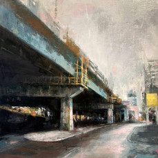 Gardiner Under Repair. Oil on panel, 12” x 12”, 2024 | SOLD