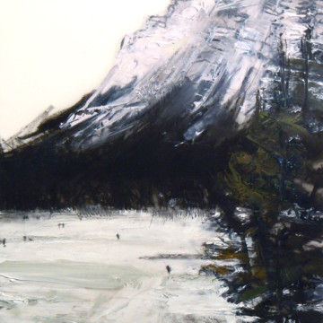Lake Louise. Charcoal and oil on mylar, 5" x 5", 2011 SOLD