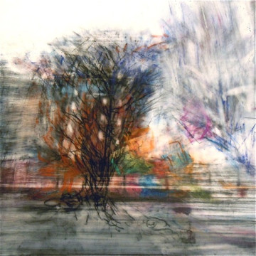 Ghost Tree. Charcoal and oil on mylar, 5" x 5", 2012 | SOLD