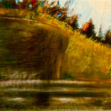 Overpass. Charcoal and oil on mylar, 5" x 5", 2012 | SOLD