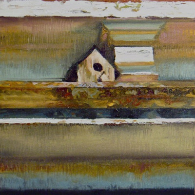 Bird House. Oil on canvas, 12" x 12", 2010 SOLD