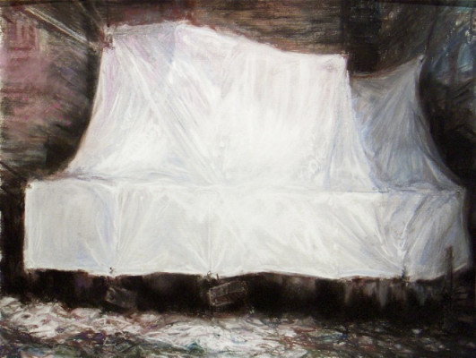White Tarp. 2009, chalk pastel on paper, 18" x 24" | $995 (unframed)