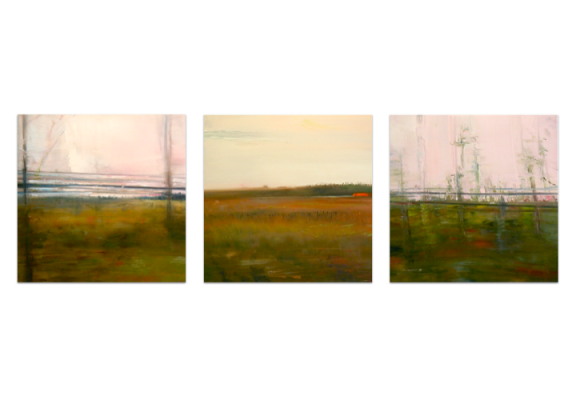 Railscape Triptych. Charcoal and oil on mylar, 5" x 15", 2011 SOLD