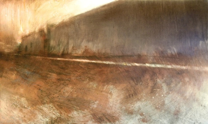 Through Grasses. Oil, charcoal and pencil on mylar, 18.25" x 30", 2013  SOLD