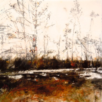 Last Snow. Oil stick on duralar over acrylic on panel, 12" x 12", 2015 | SOLD