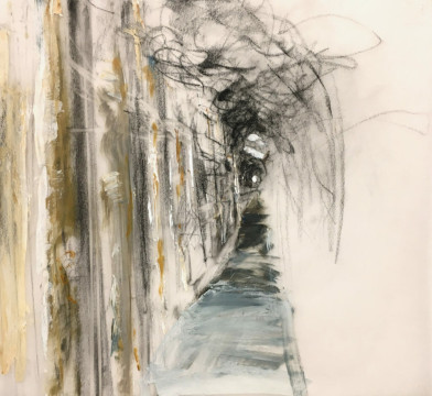 Passageway. Charcoal and acrylic on vellum, 9.25" x 8.5", 2012 | SOLD