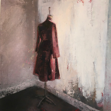 My Mother’s Coat. Oil on panel, 12” x12”, 2022 | SOLD